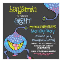 L'alien de monstre de bande dessinée badine la fêt invitation personnalisée