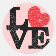 L'amour a ajusté l'empreinte florale adhésifs ronds