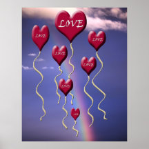 L'amour est dans l'arc-en-ciel de ciel bleu d'air affiche