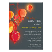 Lampions asiatiques élégants épousant la douche de invitations personnalisables