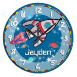 L'amusement badine l'horloge murale bleue d'aqua d