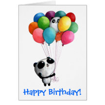 L'anniversaire monte en ballon l'ours panda cartes