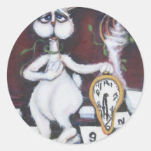 Lapin blanc autocollants ronds