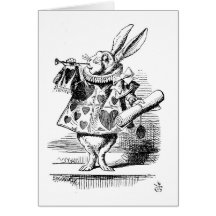 Lapin blanc comme héraut, carte de voeux
