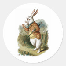 Lapin blanc d'Alice au pays des merveilles Autocollant Rond