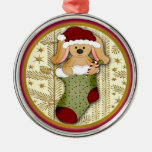 Lapin bourré mignon en ornement de bas de Noël
