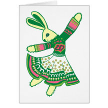 Lapin de danse cartes de vœux