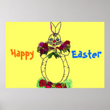 LAPIN de PÂQUES AVEC l'affiche de FLEURS