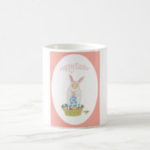 Lapin de Pâques avec le ROSE d'oeufs Tasse À Café