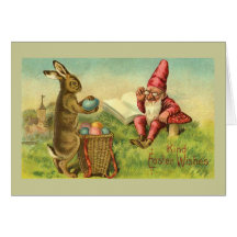 Lapin de Pâques et cru de gnome Carte De Vœux