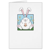 Lapin de Pâques et oeuf blancs heureux - cartes de
