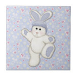 Lapin doux de garçon de la campagne carreaux