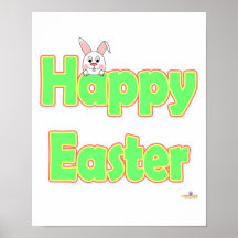 Lapin heureux de blanc de Pâques Posters