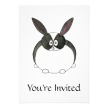 Lapin néerlandais noir et blanc invitation personnalisable