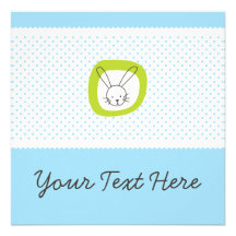 Lapin pointillé par bleu invitations personnalisées