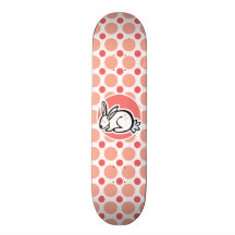 Lapin ; Pois rose et de corail Skateboards Personnalisables