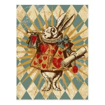 Lapin vintage de blanc d'Alice Carte Postale