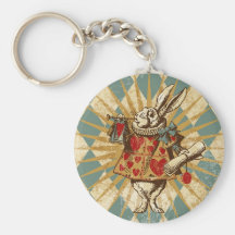 Lapin vintage de blanc d'Alice Porte-clés