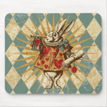 Lapin vintage de blanc d'Alice Tapis De Souris