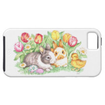 Lapins, caneton et tulipes de Pâques Coques iPhone 5 Case-Mate