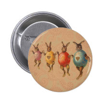 Lapins de Pâques vintages dansant avec des costume Badges Avec Agrafe
