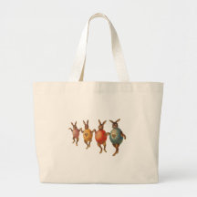Lapins de Pâques vintages dansant avec des costume Sacs