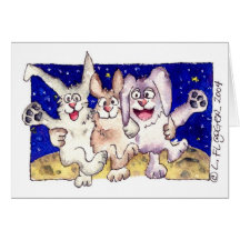 Lapins mignons de bande dessinée sur la carte de n