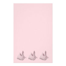 lapins roses de guingan papier à lettre customisable