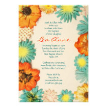 L'Aqua fleurit l'invitation de coutume de baptême  invitations