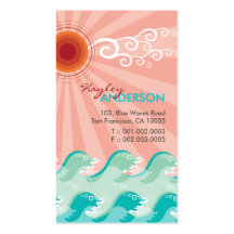 L'Aqua rose tropical de Sun ondule l'océan de plag Modèles De Cartes De Visite