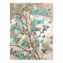 L'aqua vintage fleurit la coutume grunge florale carte postale