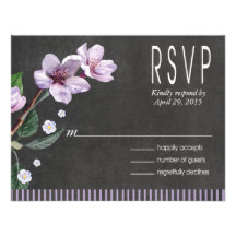L'aquarelle lilas de tableau fleurit RSVP Faire-parts