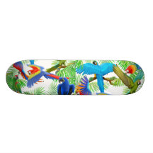 L'ara coloré Parrots la planche à roulettes