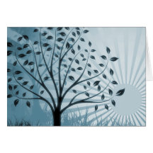 L'arbre part de la silhouette d'herbe et du rayon  cartes de vœux