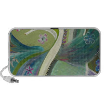 L'art abstrait de paon de mariage haut-parleur portable