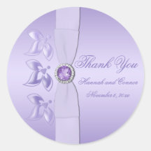 Lavande 3" orné de bijoux floral autocollant rond