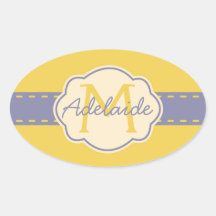 Lavender on Yellow Monogram Stickers