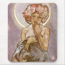 Le ~ Alphones Mucha Mousepad de lune tapis de souris