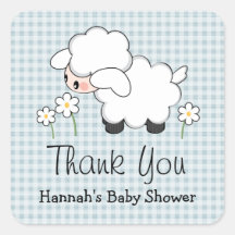 Le baby shower bleu d'agneau marque des autocollan