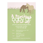Le baby shower de deux de Brown filles de poneys Invitations