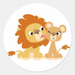 Le baiser : Autocollant mignon de couples de lion  autocollants