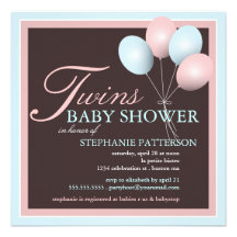 Le ballon élégant de bébé jumelle l'invitation de 