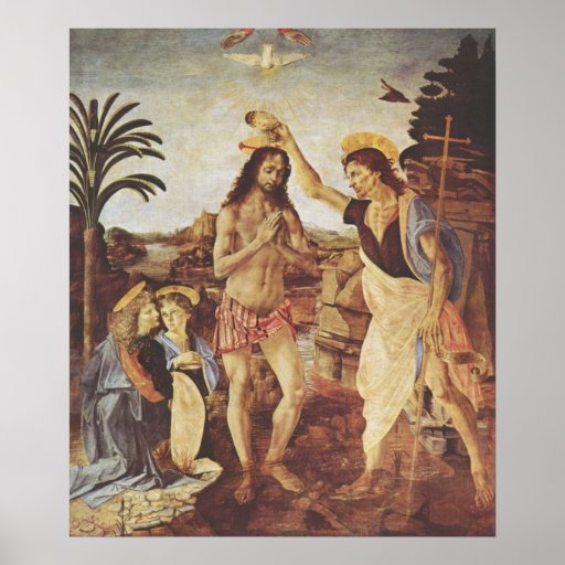 Le baptême du Christ (Verrocchio) Poster
