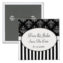 Le baroque rayé noir et blanc badges