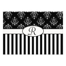 Le baroque rayé noir et blanc invitation personnalisable