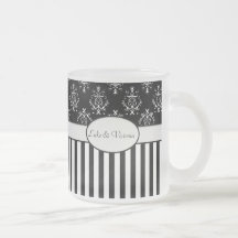 Le baroque rayé noir et blanc tasses à café