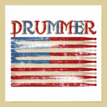 Le batteur affligé de drapeau des Etats-Unis de bâ posters