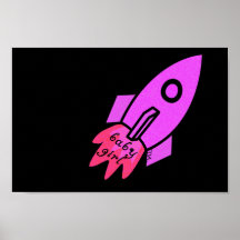 le bébé a pris un bateau rose de fusée affiche
