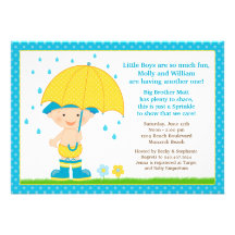 Le bébé de parapluie arrosent le bleu de douche po faire-part personnalisé