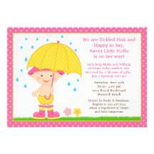 Le bébé de parapluie arrosent le rose de douche invitations personnalisables
